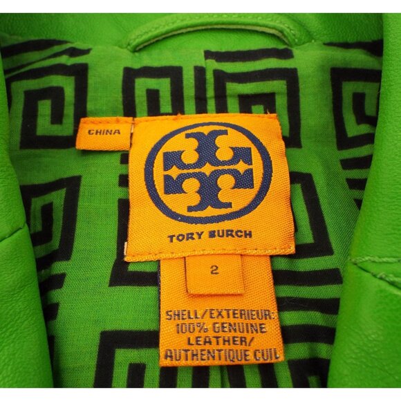 Tory Burch Green Leather Jacket Size 2 - Picture 5 of 15